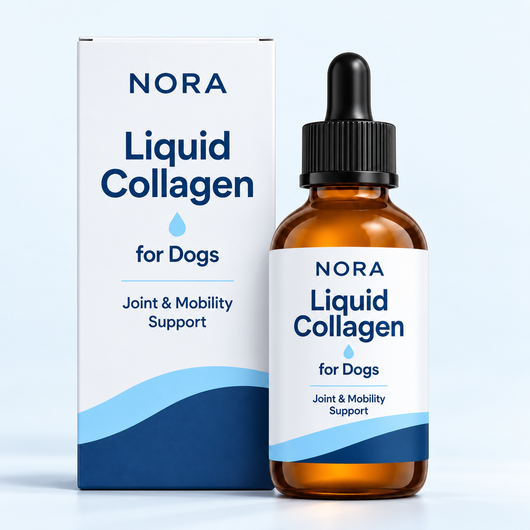 NORA Liquid Collagen for Dogs bottle and box